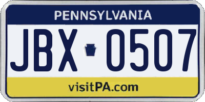 PA license plate JBX0507
