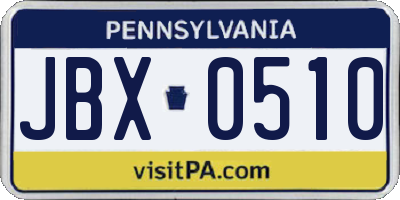 PA license plate JBX0510