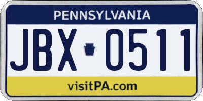 PA license plate JBX0511