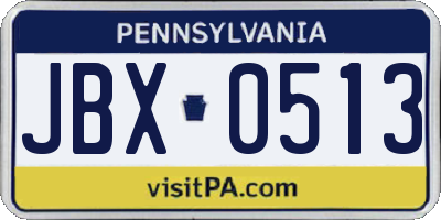 PA license plate JBX0513