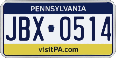 PA license plate JBX0514