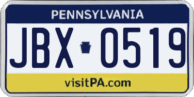 PA license plate JBX0519