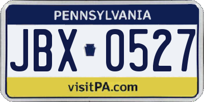 PA license plate JBX0527