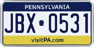 PA license plate JBX0531