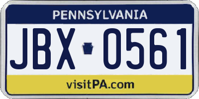 PA license plate JBX0561