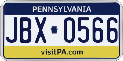 PA license plate JBX0566