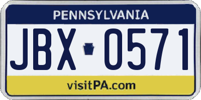 PA license plate JBX0571