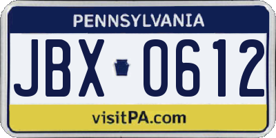 PA license plate JBX0612