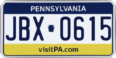 PA license plate JBX0615