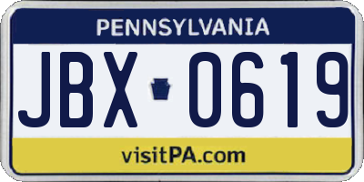 PA license plate JBX0619