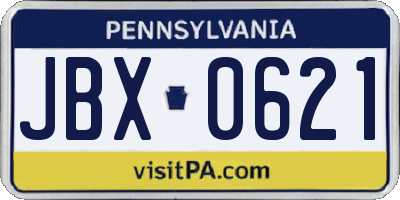 PA license plate JBX0621
