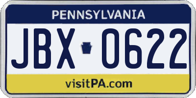 PA license plate JBX0622