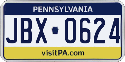 PA license plate JBX0624