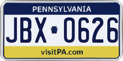 PA license plate JBX0626