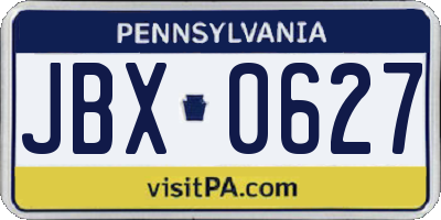 PA license plate JBX0627