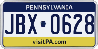 PA license plate JBX0628