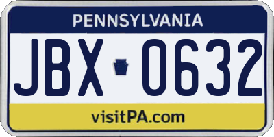 PA license plate JBX0632