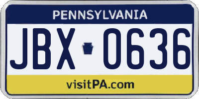 PA license plate JBX0636