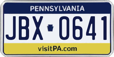 PA license plate JBX0641