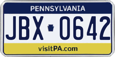 PA license plate JBX0642