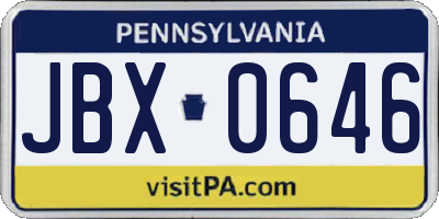 PA license plate JBX0646