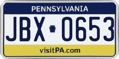 PA license plate JBX0653