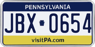 PA license plate JBX0654