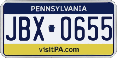 PA license plate JBX0655