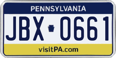 PA license plate JBX0661