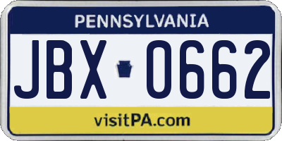 PA license plate JBX0662