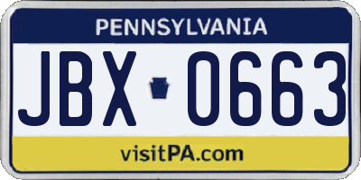 PA license plate JBX0663