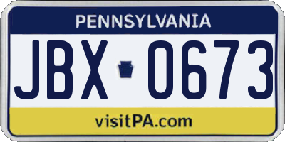 PA license plate JBX0673