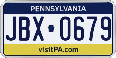 PA license plate JBX0679