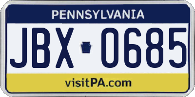PA license plate JBX0685