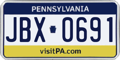 PA license plate JBX0691