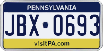 PA license plate JBX0693