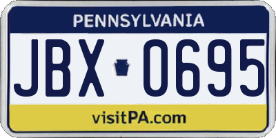 PA license plate JBX0695