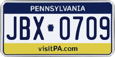 PA license plate JBX0709