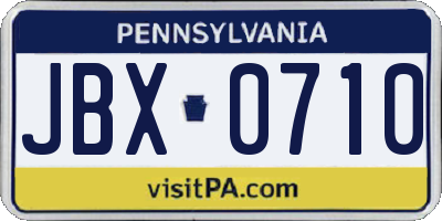 PA license plate JBX0710