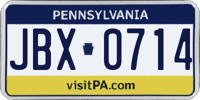 PA license plate JBX0714