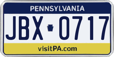 PA license plate JBX0717