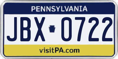PA license plate JBX0722