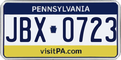 PA license plate JBX0723