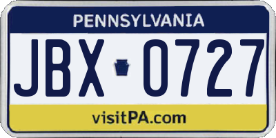 PA license plate JBX0727