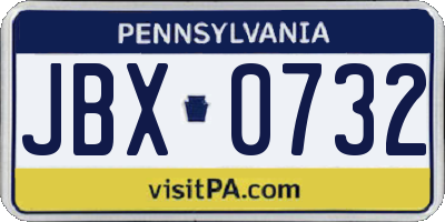 PA license plate JBX0732