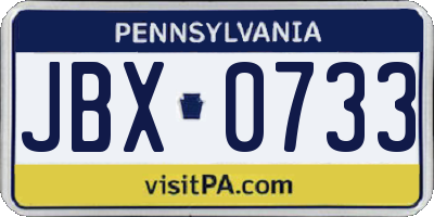 PA license plate JBX0733