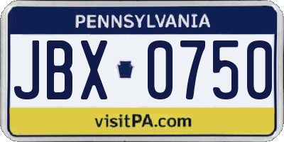 PA license plate JBX0750