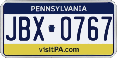 PA license plate JBX0767
