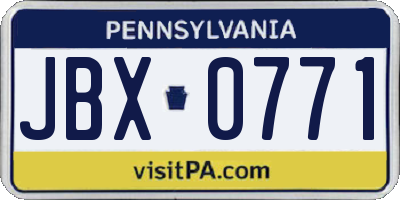 PA license plate JBX0771
