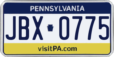 PA license plate JBX0775